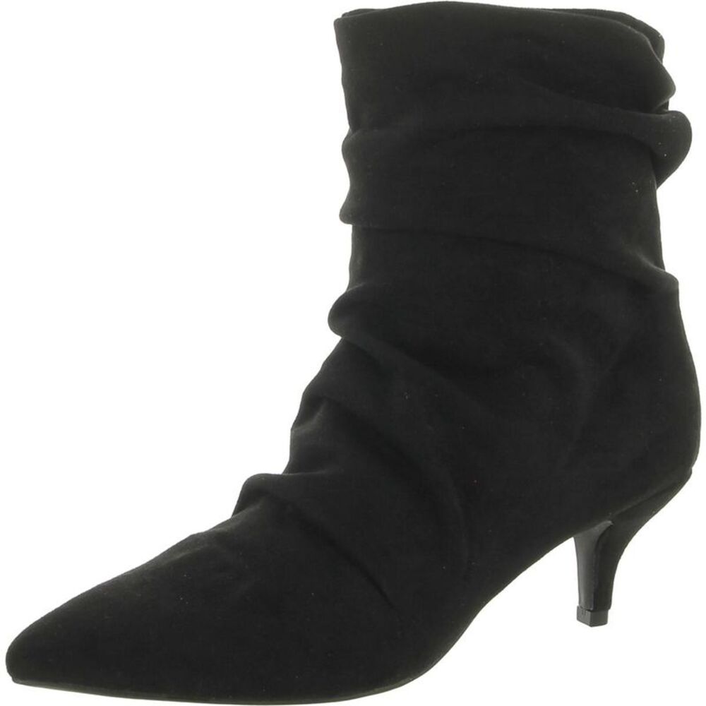 Journee Collection Womens Black Faux Suede Pointed Toe Booties Shoes NWT